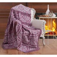 Плед хлопковый Eponj Home Keten Damask Mor 170х220