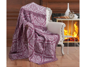 Плед хлопковый Eponj Home Keten Damask Mor 170х220