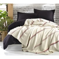 Плед-покрывало Eponj Home Kisilik Cizgili Krem 180х220