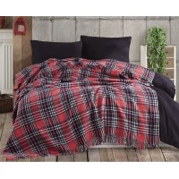 Плед-покривало Eponj Home Ekose Fusya-Kiremit 180х220