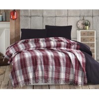Плед-покрывало Eponj Home Ekose Bordo-Gri 180х220