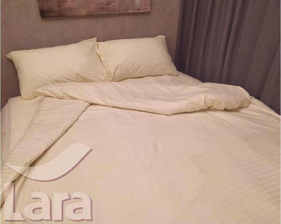 Постельное белье LARA сатин-страйп Beige d13093d двуспальное