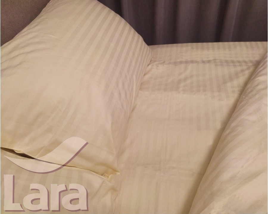Постільна білизна LARA сатин-страйп Beige d13093p полуторна
