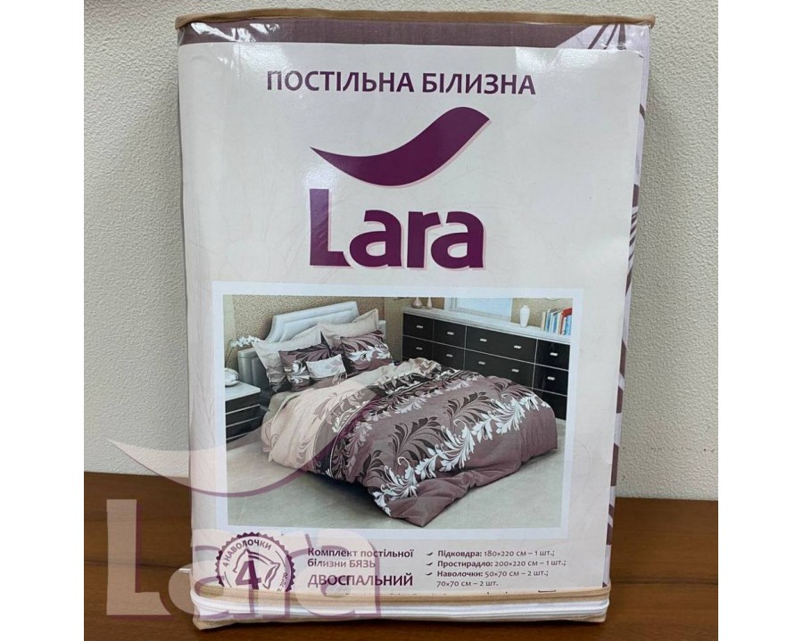 Постільна білизна LARA бязь d11136d двоспальна 4 наволочки в комплекті