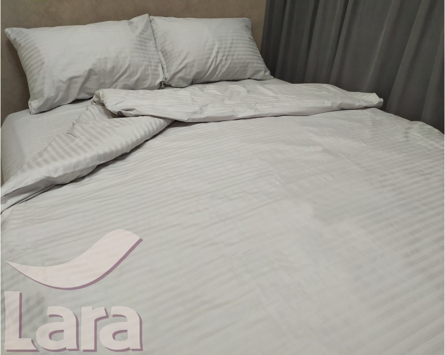 Постельное белье LARA сатин-страйп Light gray d13040d двуспальное