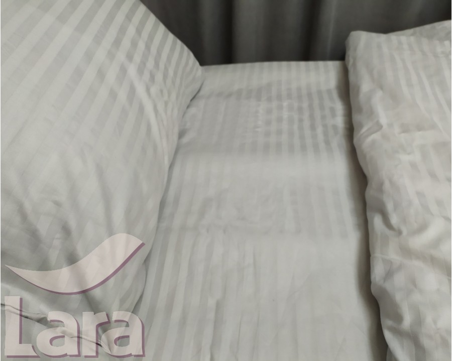 Постельное белье LARA сатин-страйп Light gray d13040d двуспальное
