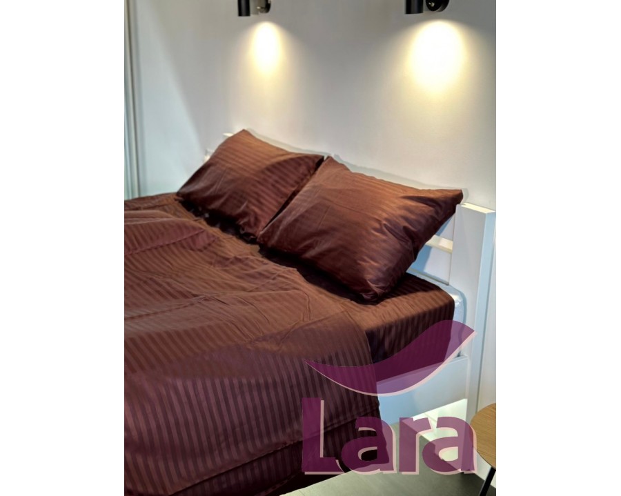 Постельное белье LARA сатин-страйп Brown d13034d двуспальное