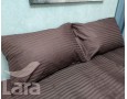 Постельное белье LARA сатин-страйп Brown d13034d двуспальное