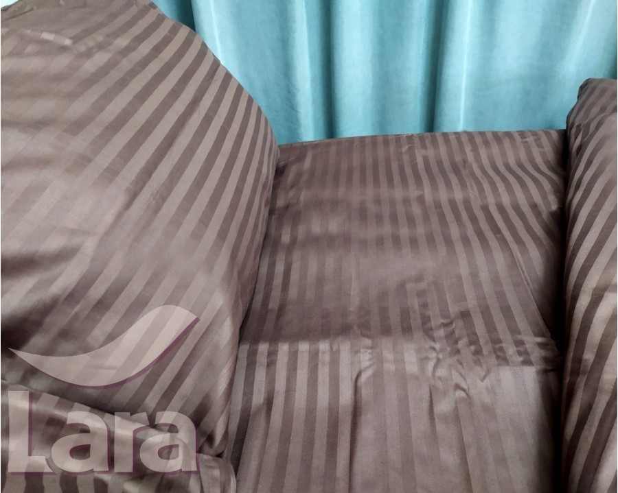 Постельное белье LARA сатин-страйп Brown d13034d двуспальное