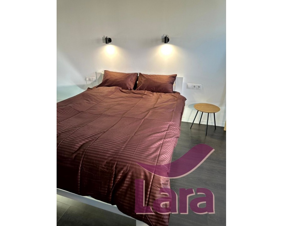 Постельное белье LARA сатин-страйп Brown d13034e евро