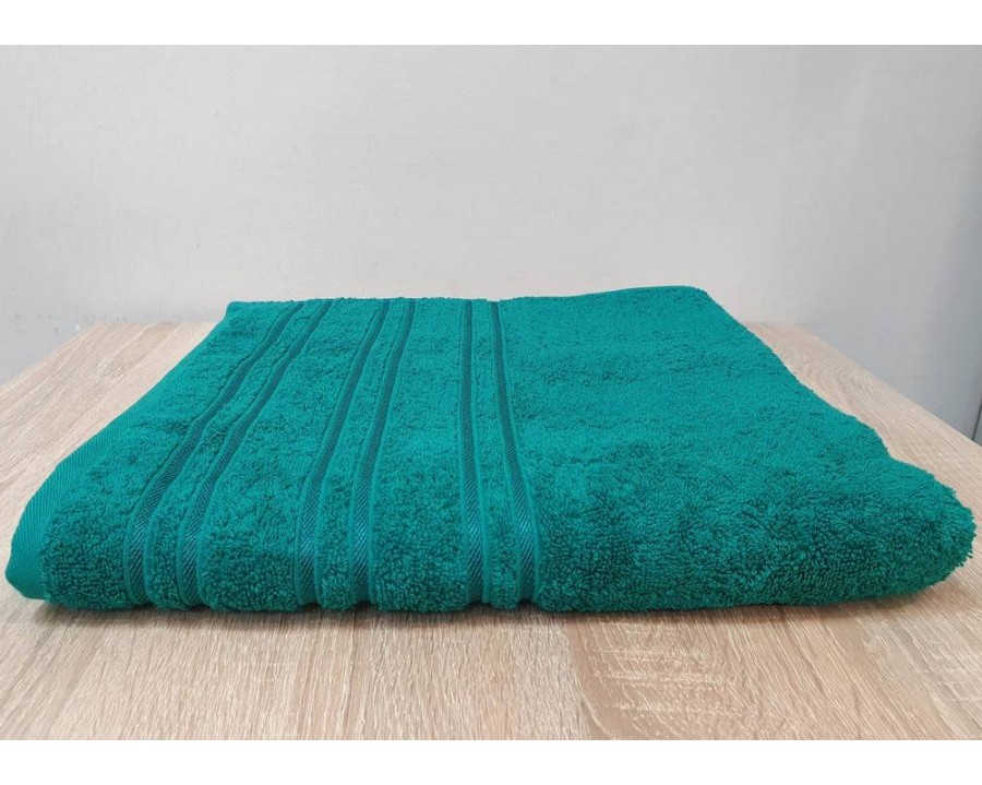 Полотенце махровое GM TEXTILE Узбекистан полосы 70х140 зеленое 450 г/м2