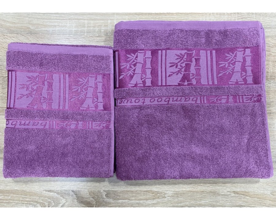 Набор махровых полотенец 50х90+70х140 GM TEXTILE Узбекистан Bamboo new 450 г/м2 пудра