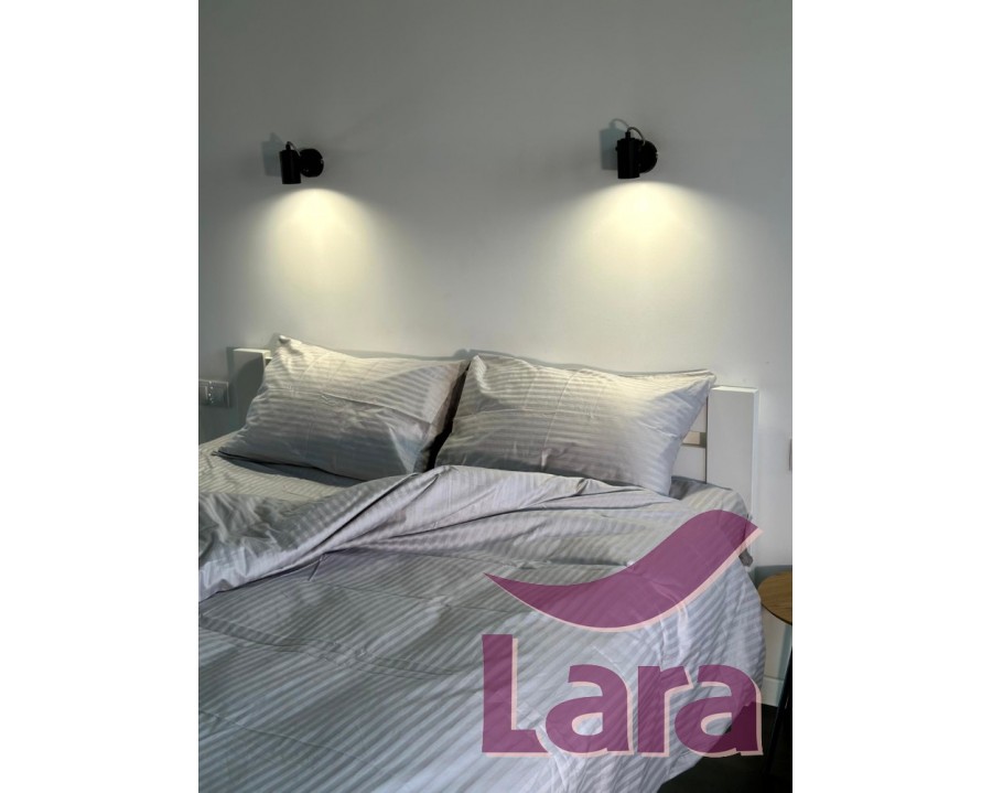 Постельное белье LARA сатин-страйп Gray d13042d двуспальное