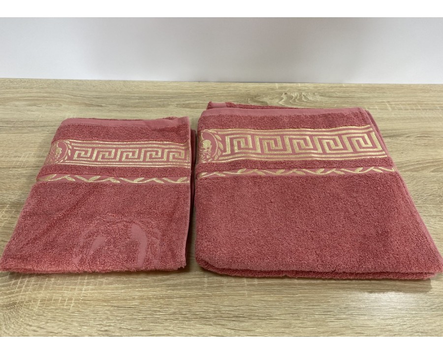 Набор махровых полотенец 50х90+70х140 GM TEXTILE Узбекистан Цезарь 450 г/м2 терракотовый