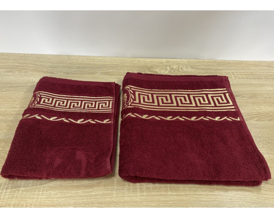Набор махровых полотенец 50х90+70х140 GM TEXTILE Узбекистан Цезарь 450 г/м2 бордовий