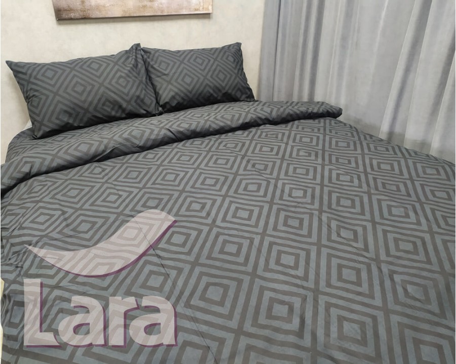 Постельное белье LARA бязь d11221e Ромб Dark Gray евро