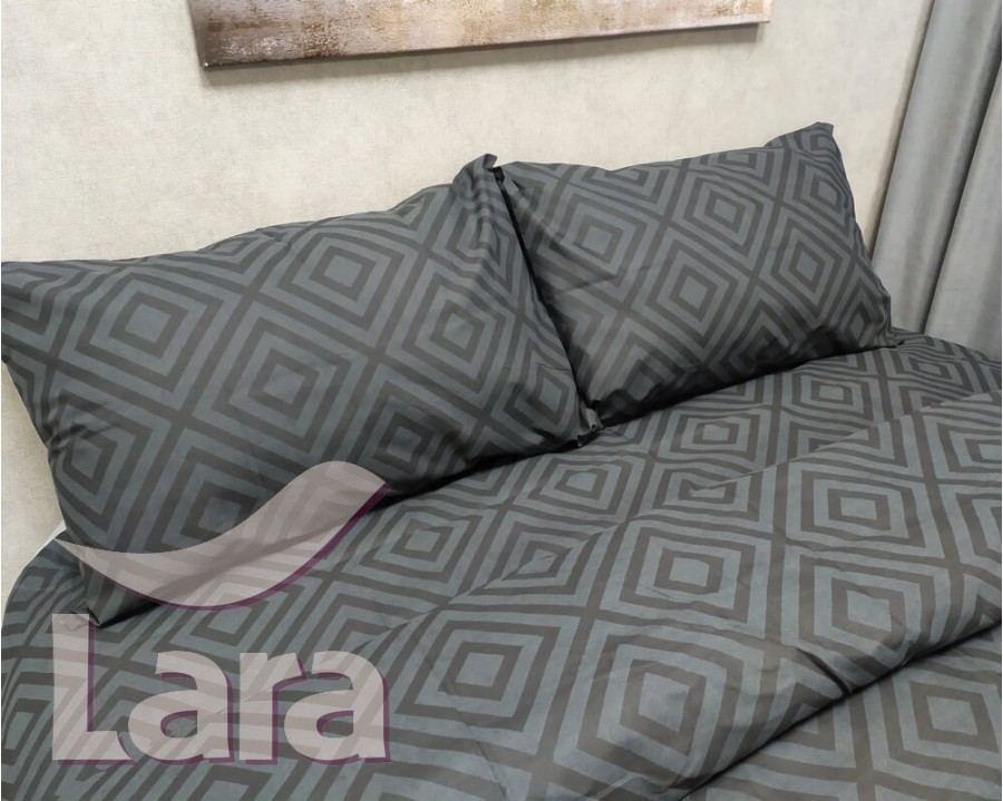 Постельное белье LARA бязь d11221e Ромб Dark Gray евро