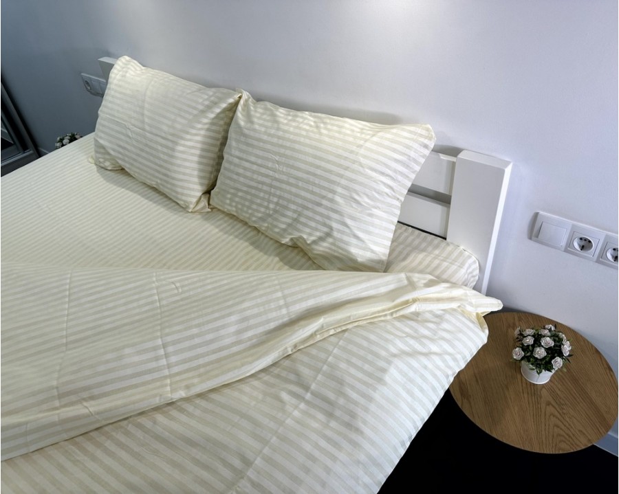 Постельное белье LARA бязь-страйп Beige d11222s семейное