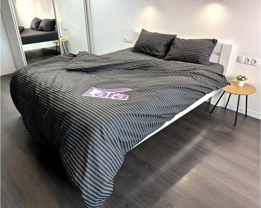 Постельное белье LARA бязь-страйп Dark Gray d11224s семейное