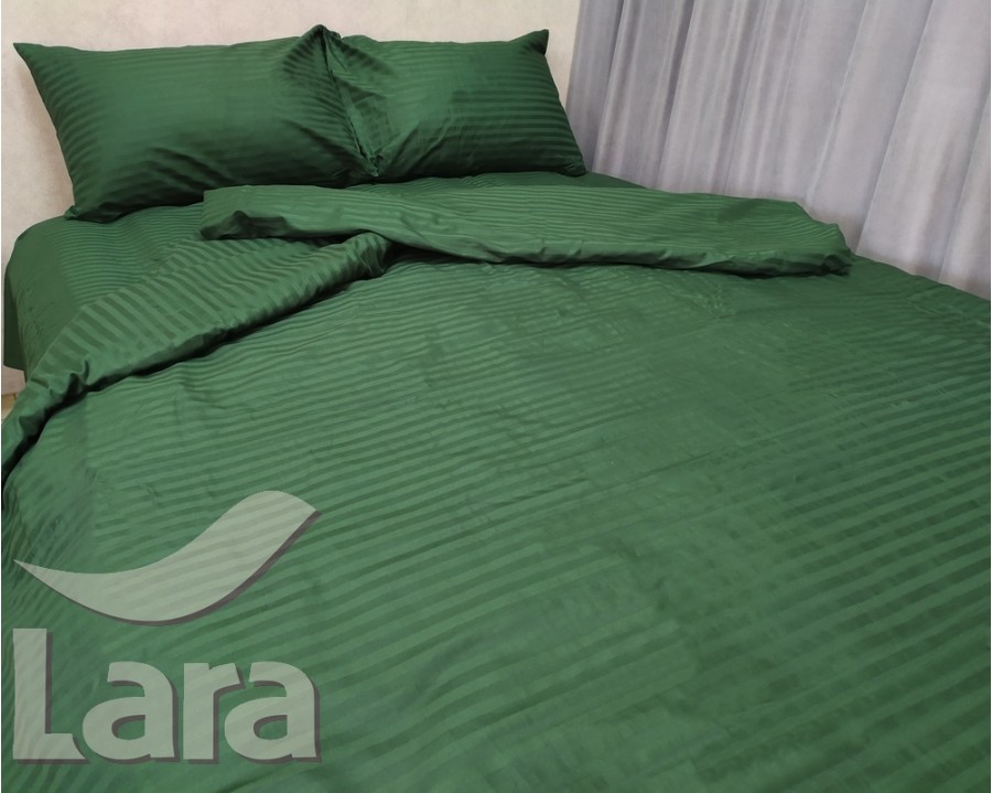 Постільна білизна LARA сатин-страйп Green d13037d двоспальна