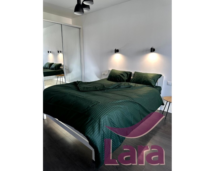 Постільна білизна LARA сатин-страйп Green d13037d двоспальна