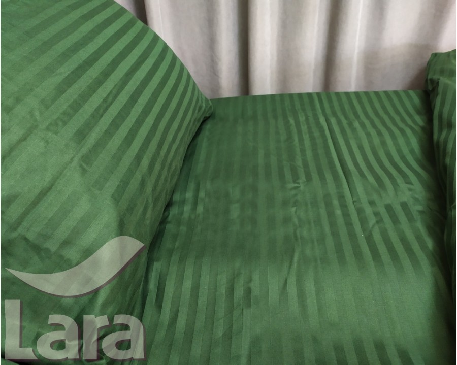 Постільна білизна LARA сатин-страйп Green d13037d двоспальна