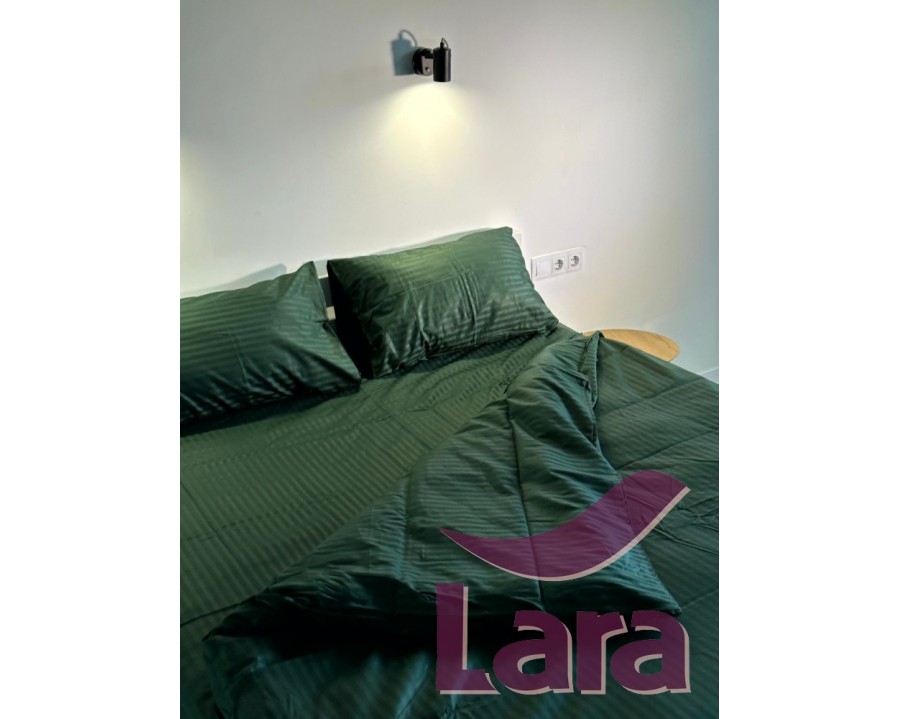 Постільна білизна LARA сатин-страйп Green d13037p полуторна