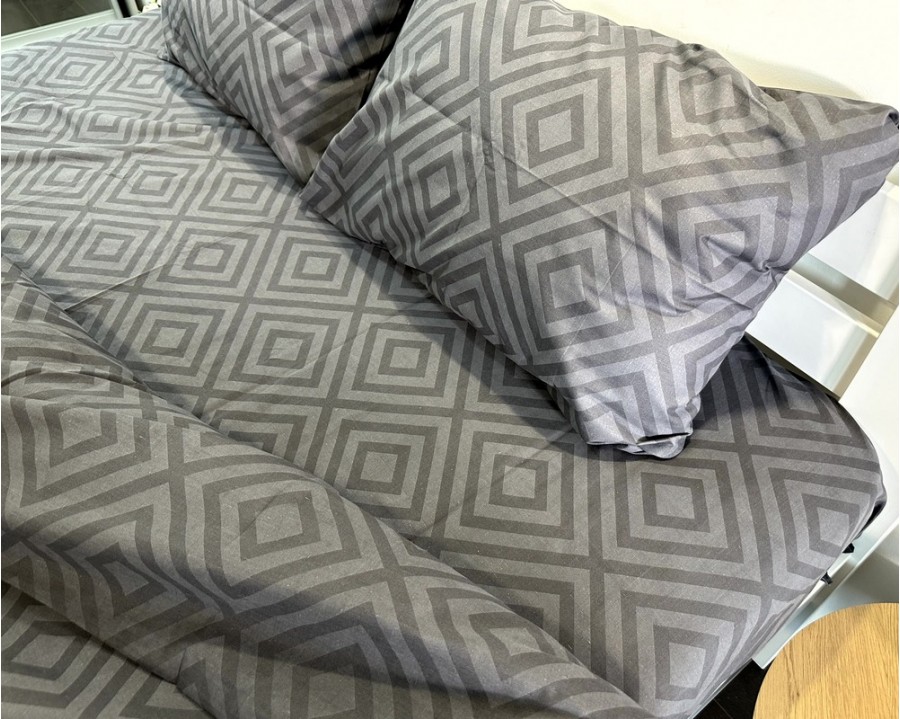 Постельное белье LARA бязь d11248e Ромб Graphite евро