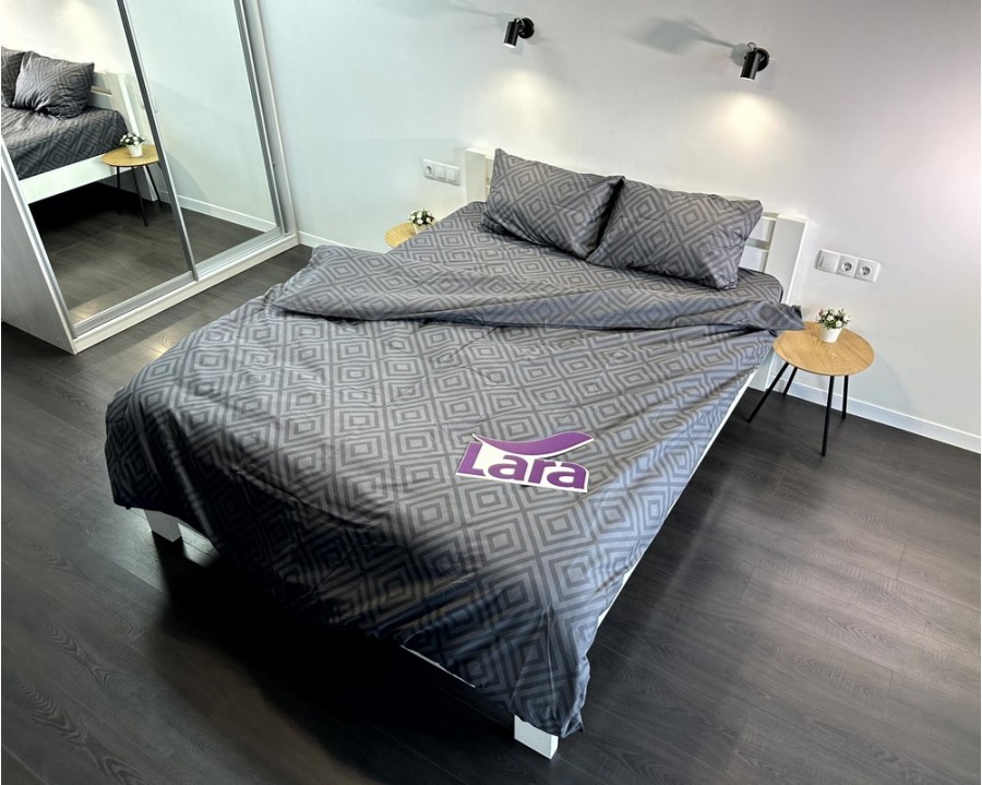 Постельное белье LARA бязь d11248e Ромб Graphite евро
