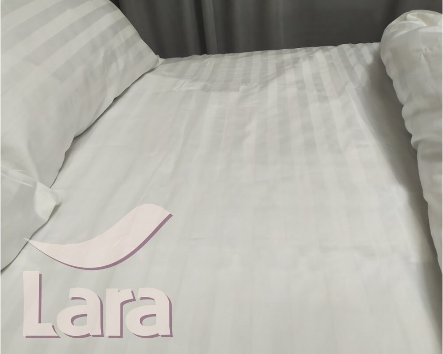 Постельное белье LARA сатин-страйп 2х2 White d13009d двуспальное