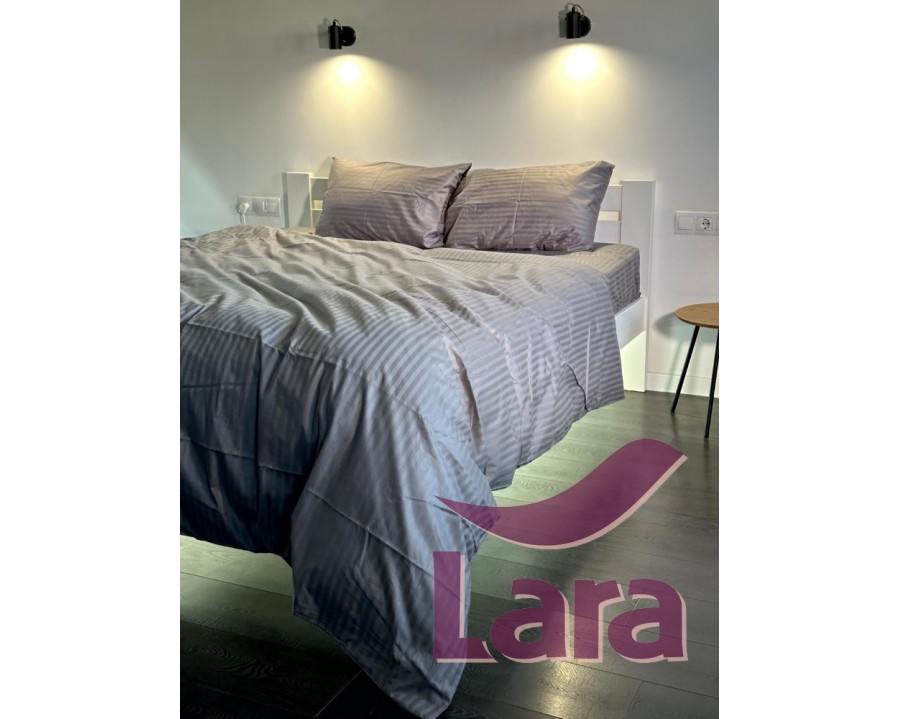 Постельное белье LARA сатин-страйп Steel gray d13150d двуспальное