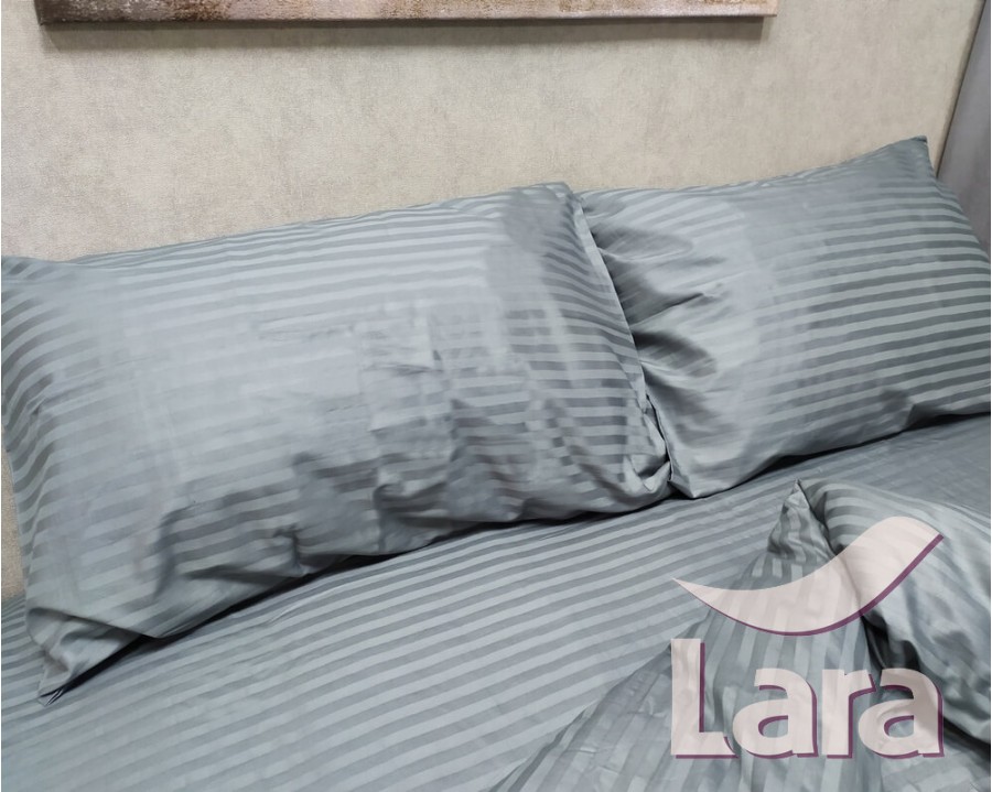 Постельное белье LARA сатин-страйп Steel gray d13150p полуторное