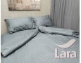 Постельное белье LARA сатин-страйп Steel gray d13150s семейное