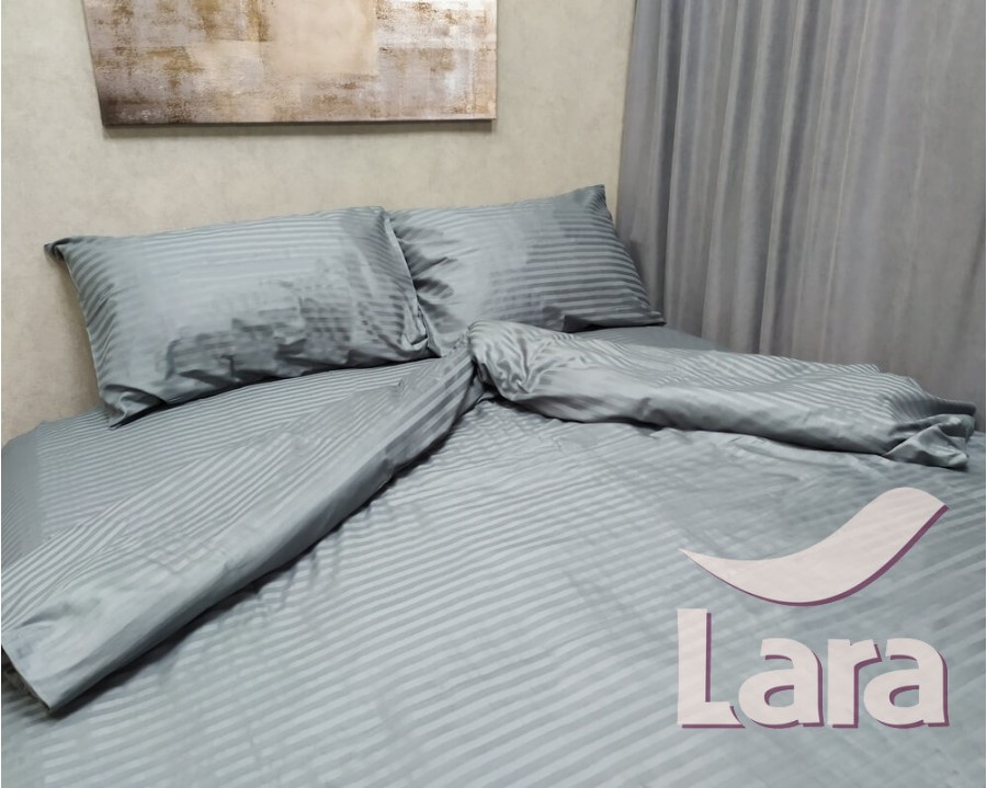 Постельное белье LARA сатин-страйп Steel gray d13150s семейное
