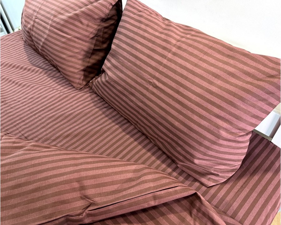Постельное белье LARA бязь-страйп Brown d11252p полуторное