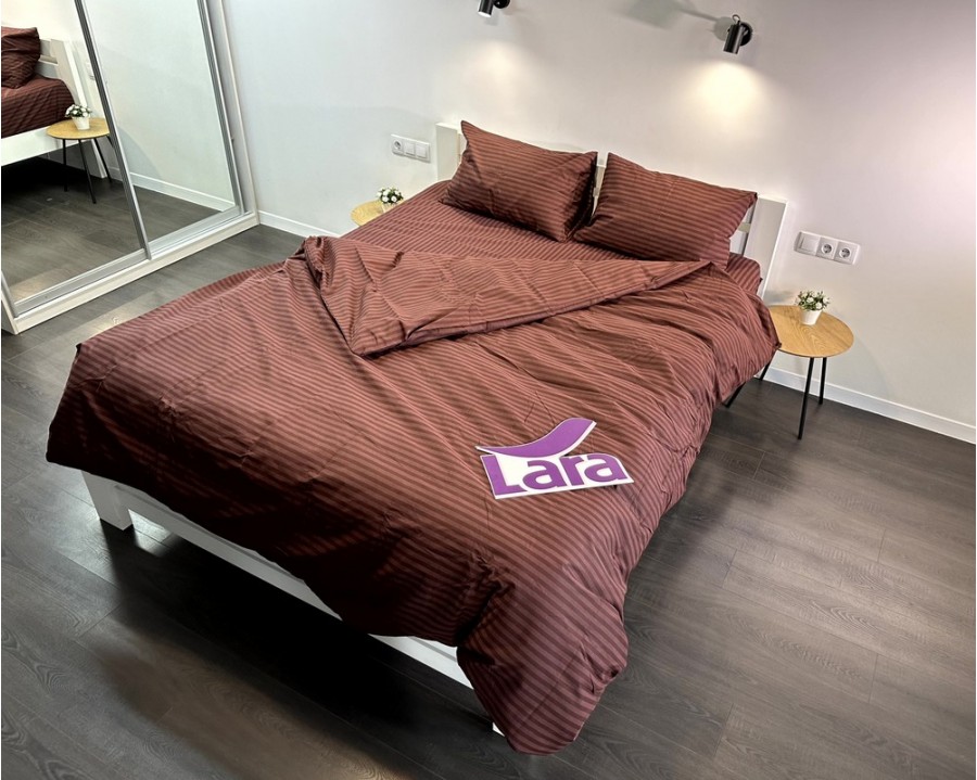 Постельное белье LARA бязь-страйп Brown d11252d двуспальное