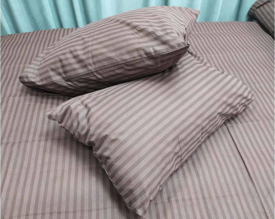 Постельное белье LARA бязь-страйп Brown d11252d двуспальное