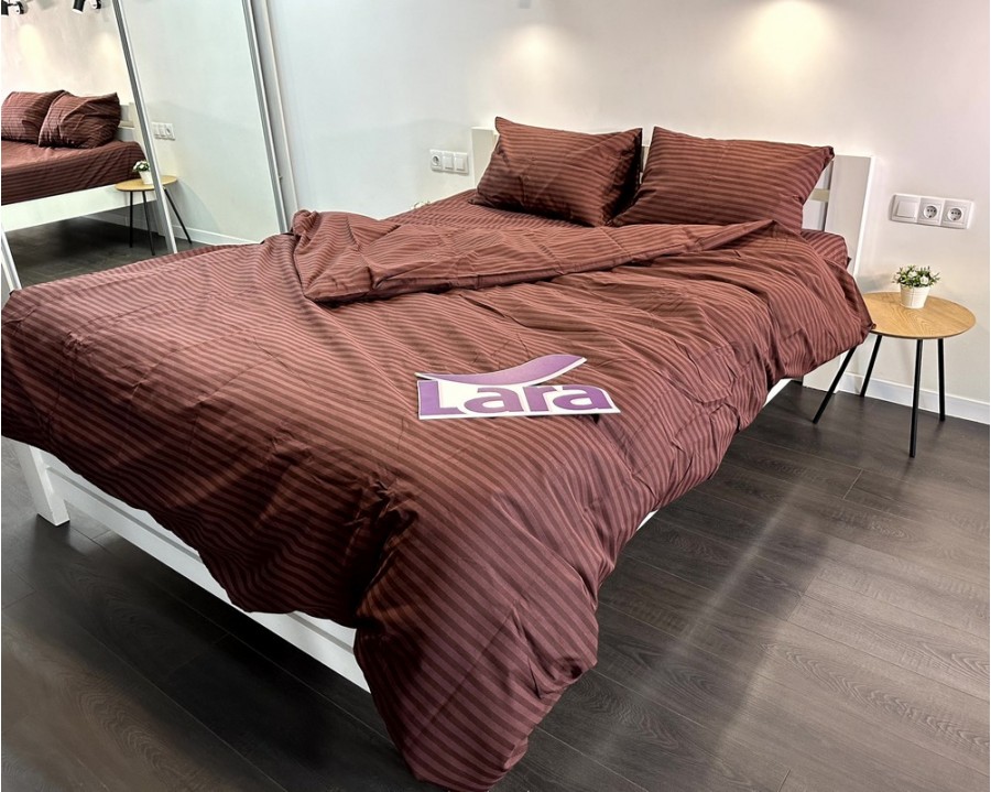 Постельное белье LARA бязь-страйп Brown d11252s семейное