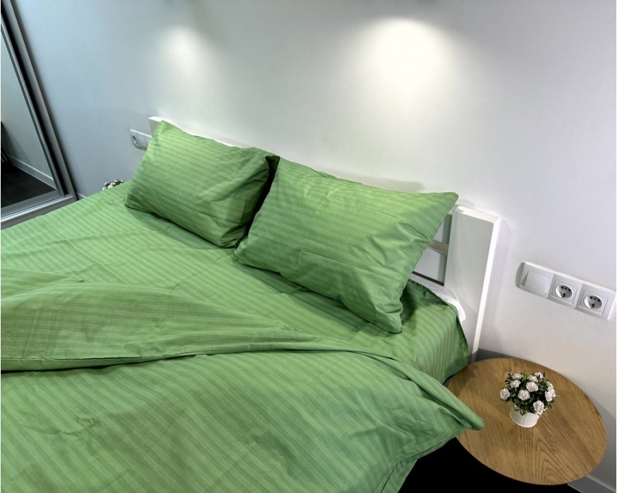Постельное белье LARA бязь-страйп Light Green d11267p полуторное