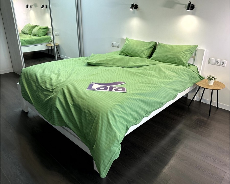 Постельное белье LARA бязь-страйп Light Green d11267p полуторное