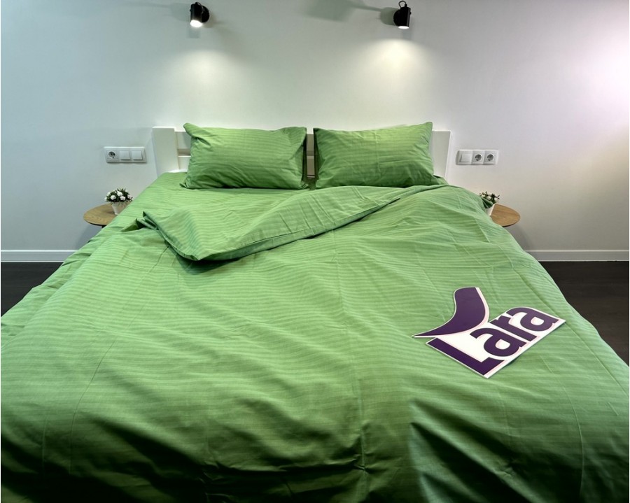 Постельное белье LARA бязь-страйп Light Green d11267p полуторное