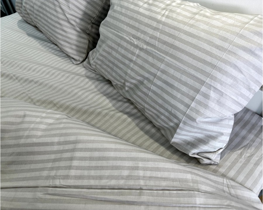 Постельное белье LARA бязь-страйп Light Gray d11271s семейное