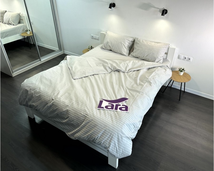 Постельное белье LARA бязь-страйп Light Gray d11271s семейное