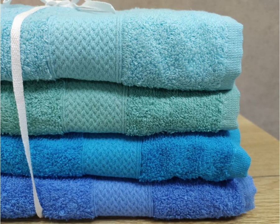 Набір турецьких махрових рушників 4 штуки Lorine soft colors Mavi 70х140