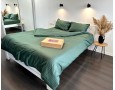 Постельное белье LARA d13183e160 green сатин-страйп LUX с простынью на резинке 160х200х25 евро