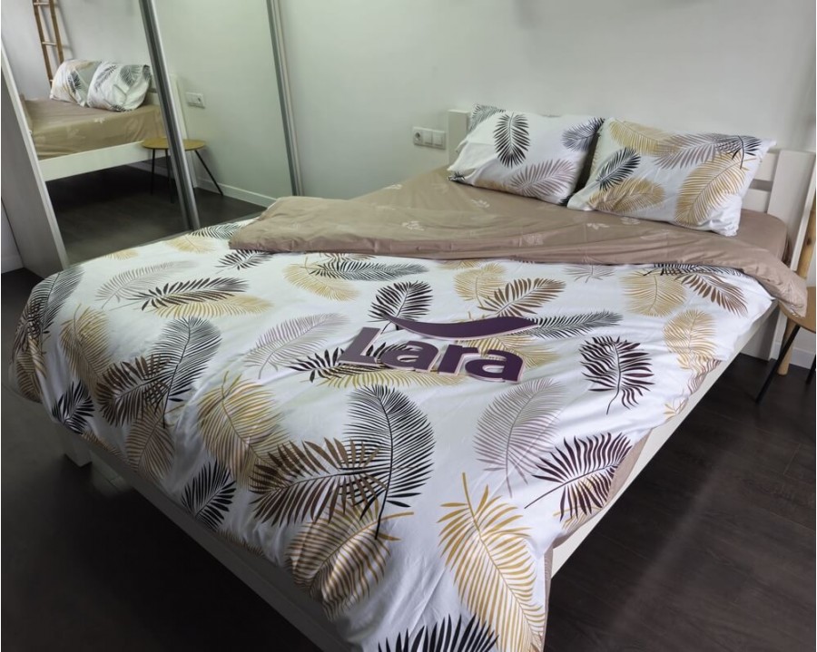 Постельное белье LARA d13177e160 light gray сатин-страйп LUX с простынью на резинке 160х200х25 евро