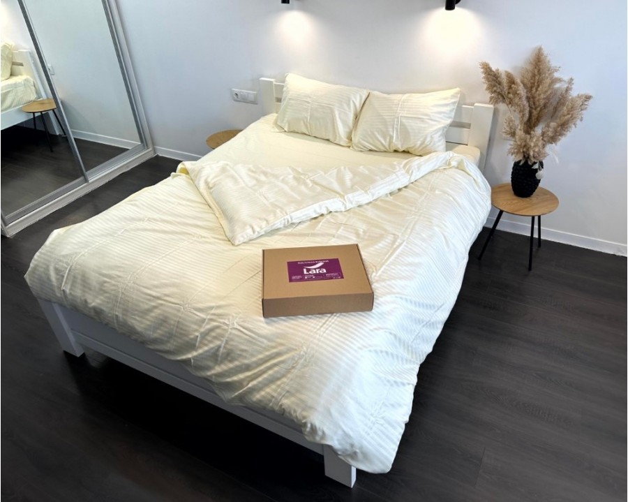 Постельное белье LARA d13176s beige сатин-страйп LUX семейное