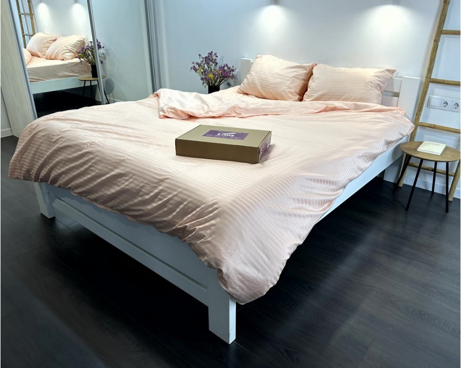 Постельное белье LARA d13208e160 peach сатин-страйп LUX с простынью на резинке 160х200х25 евро