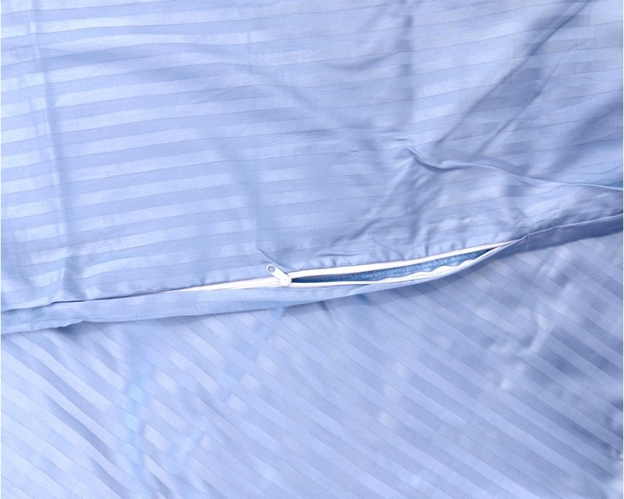 Постельное белье LARA d13209e160 light blue сатин-страйп LUX с простынью на резинке 160х200х25 евро