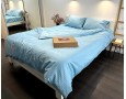 Постельное белье LARA d13209e160 light blue сатин-страйп LUX с простынью на резинке 160х200х25 евро